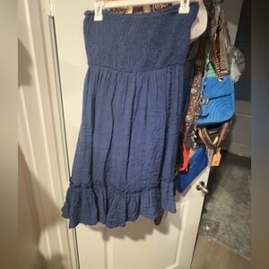 Navy Blue Strapless Dress